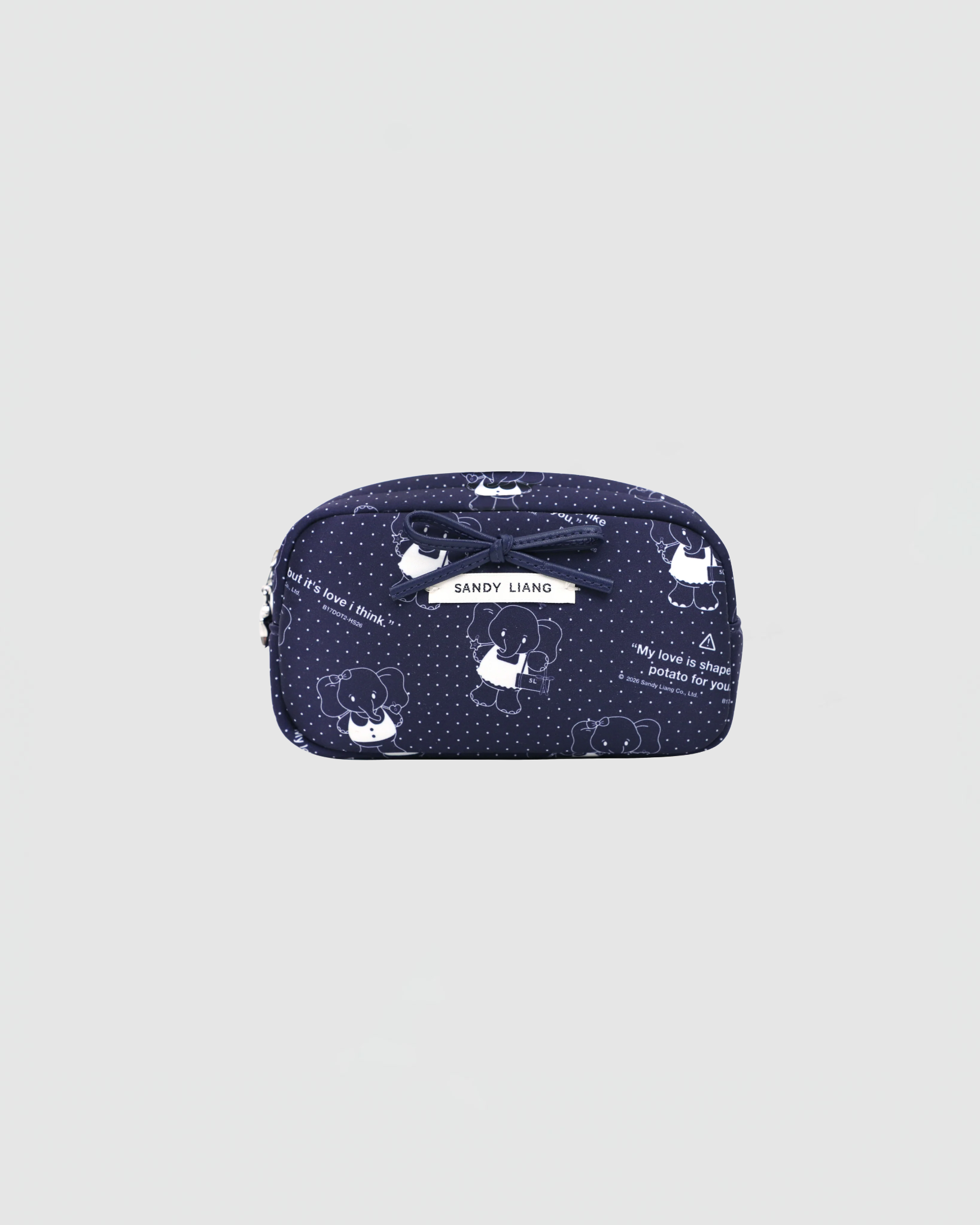 Sandy Liang Smol Pouch in Navy Elephants
