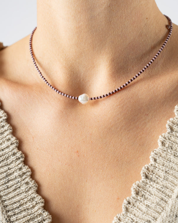 Santangelo Somo Como Niños Necklace in Pink/Brown Stripe