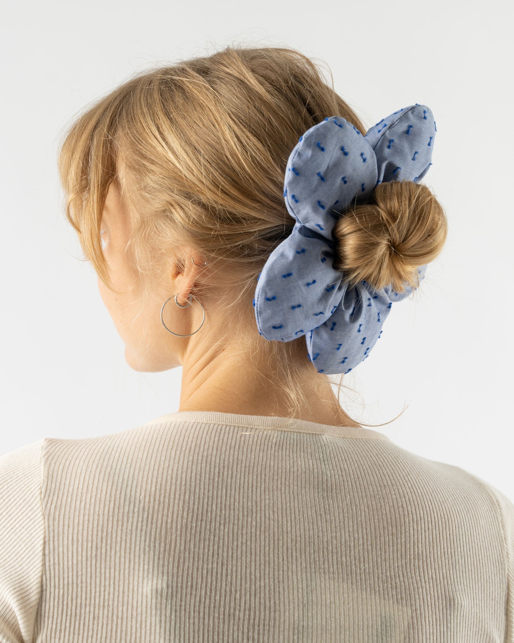 Sarah Miller Indigo Dot Scrunchie