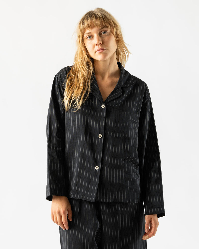 Shaina Mote Pajama Shirt in Navy Pinstripe