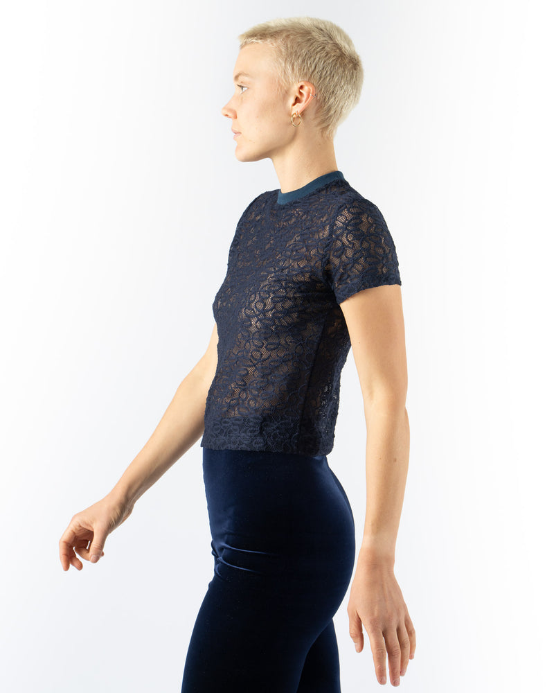 Simone Wild Lace Tiny Tee in Navy