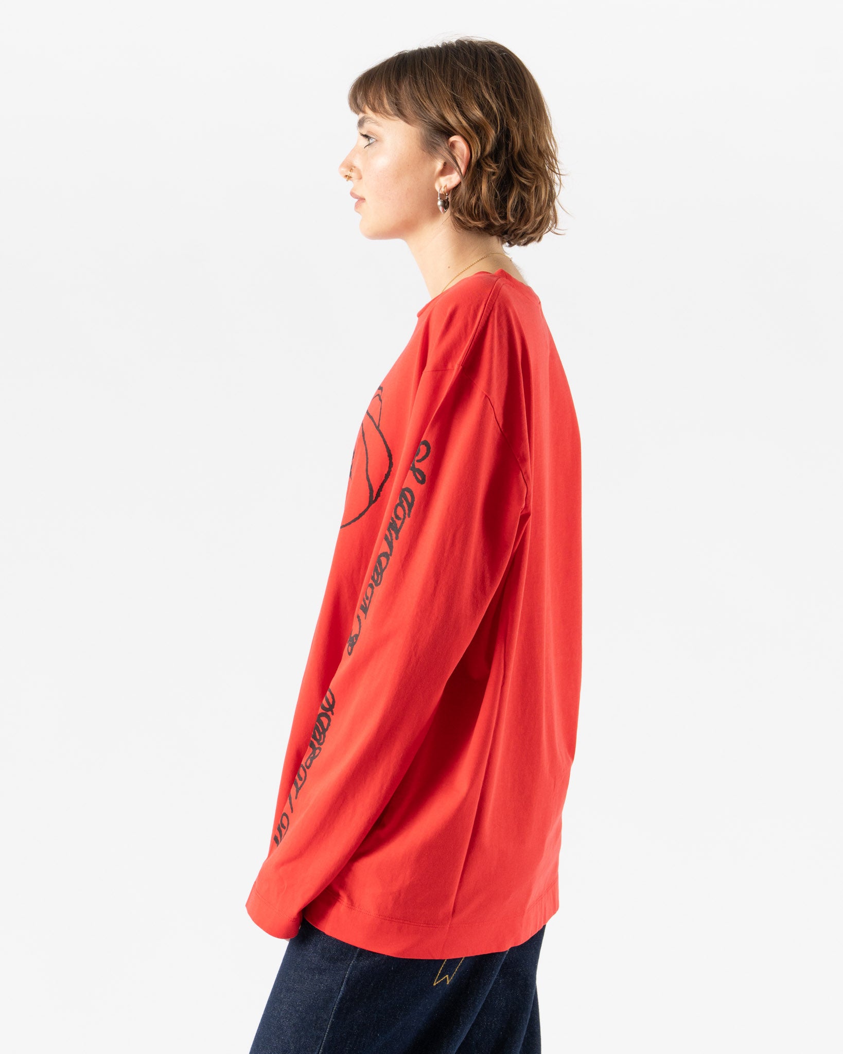 Simone Rocha Dim Sum Long Sleeve T-Shirt in Red/Black