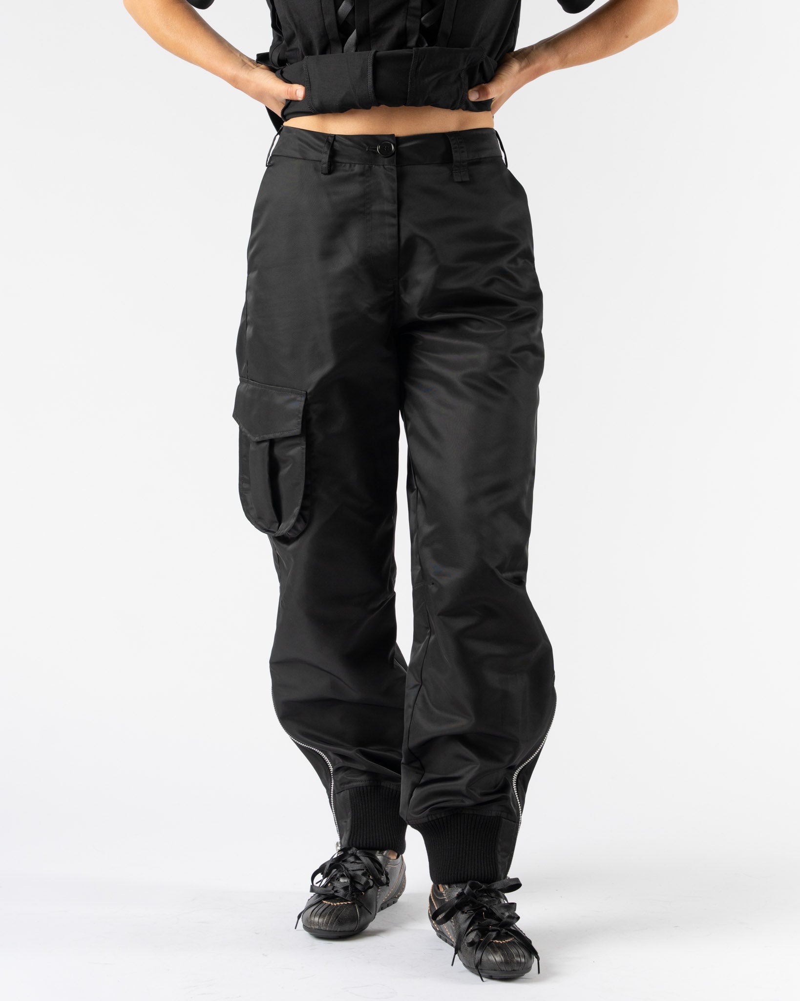 Simone Rocha Multi Bomber Satin Pants in Black