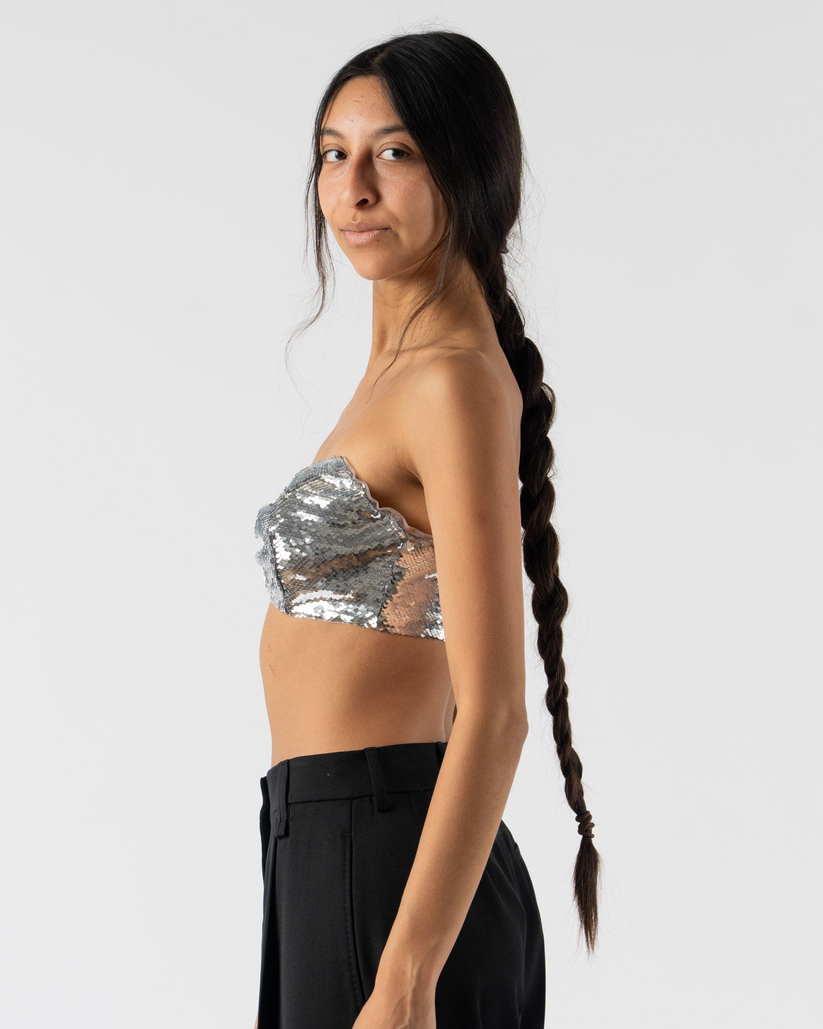 Simone Rocha Sculpt Bandeau in Sequin Silver