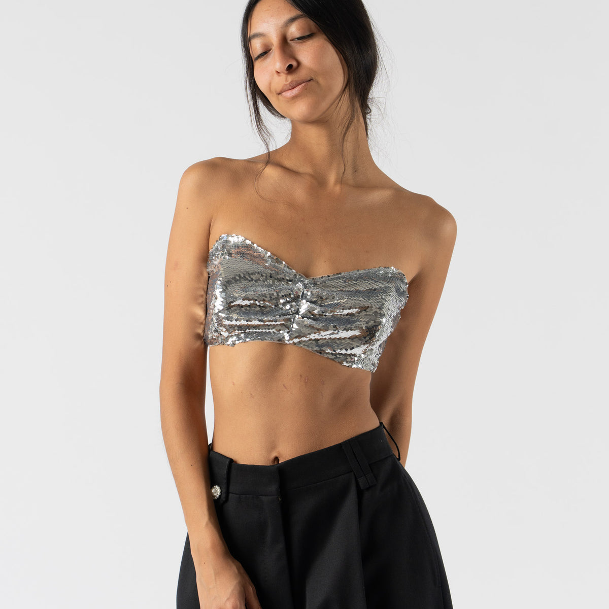 simone rocha silver dress Simone Rocha Sequin-embellished Midi Dress