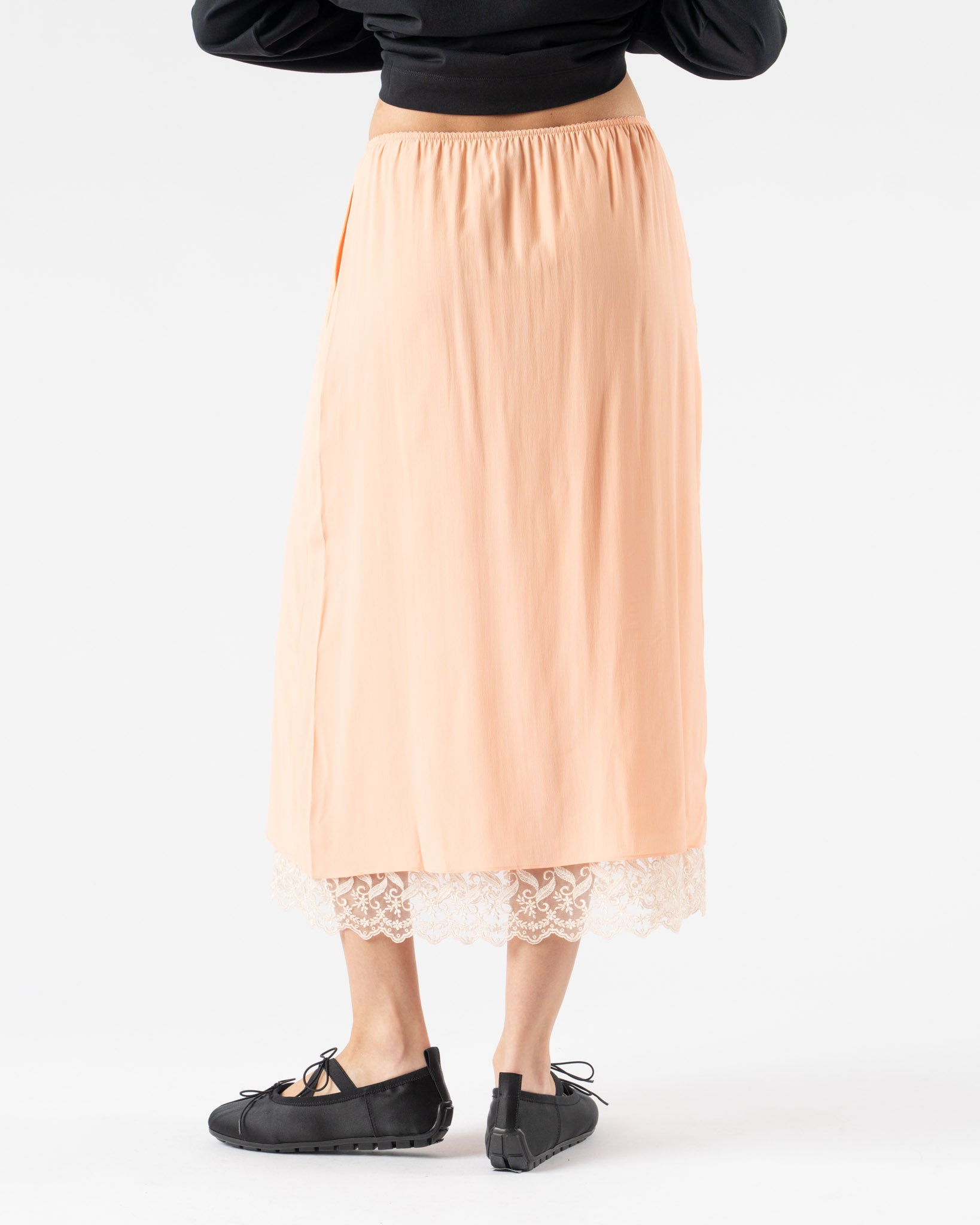 Simone Rocha Lace Trim Negligee Skirt in Clementine