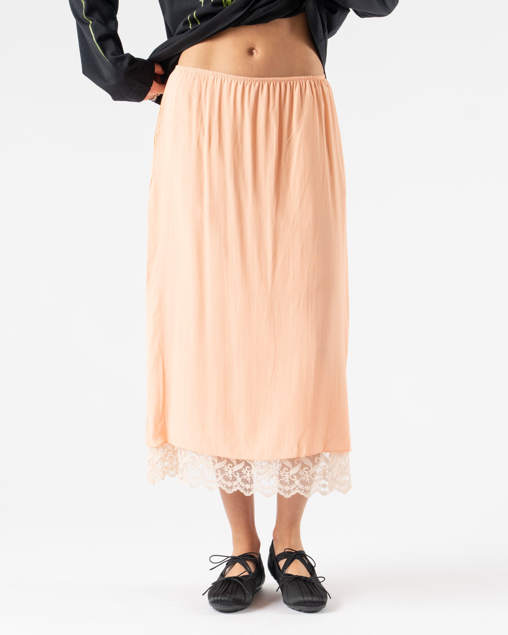 Simone Rocha Lace Trim Negligee Skirt in Clementine