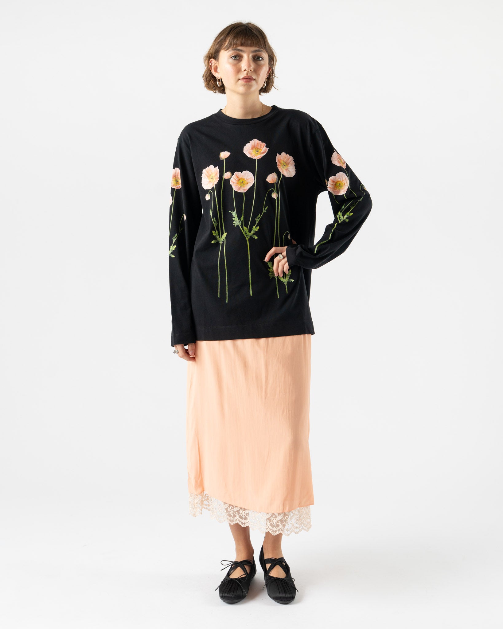 Simone Rocha Lace Trim Negligee Skirt in Clementine