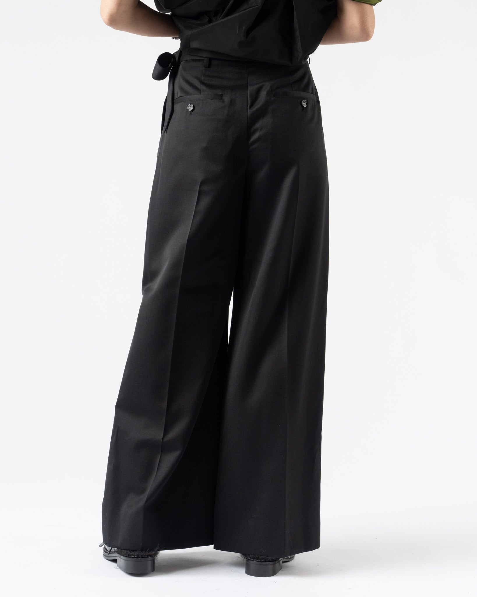 Simone Rocha Wide Leg Sash Trousers in Black