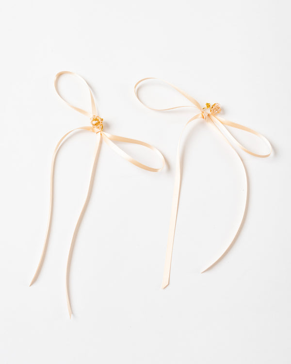 Simone Rocha Bow Ribbon Stud Earrings in Nude/Rose