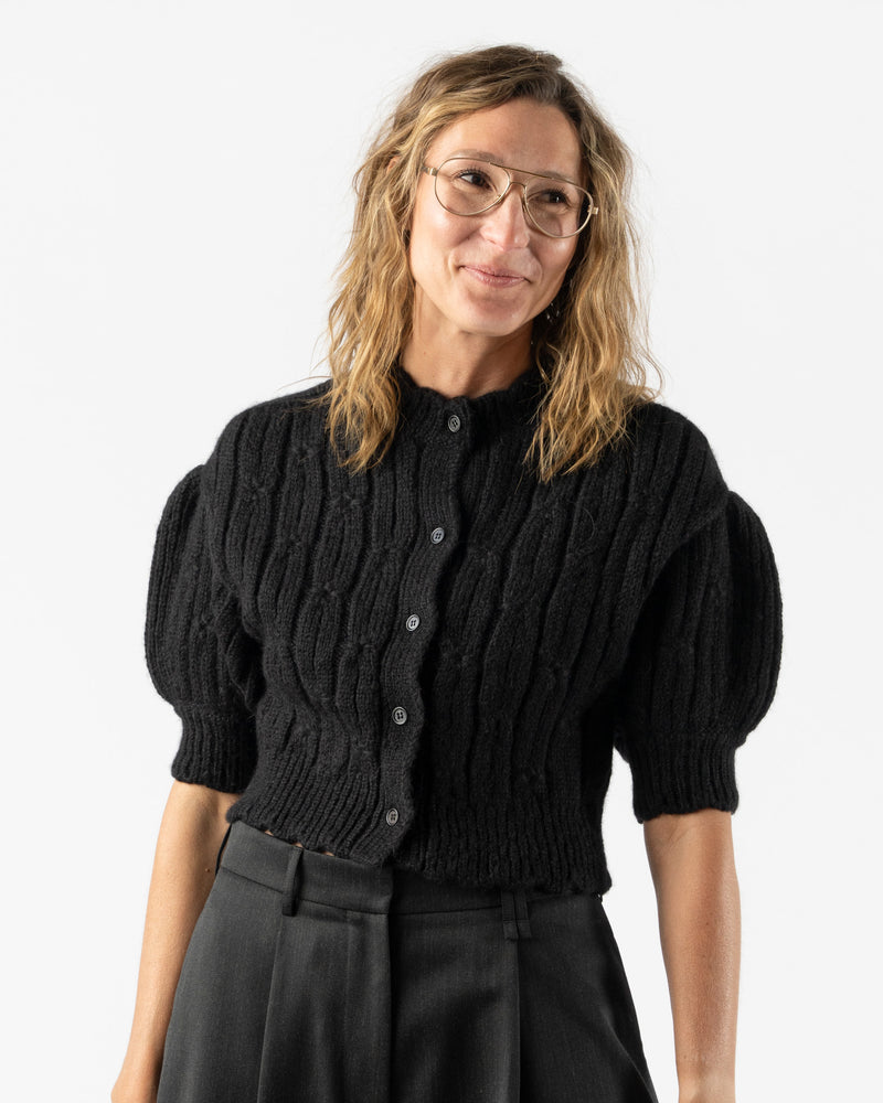 Simone Rocha Cropped Chunky Knit Cardigan in Black