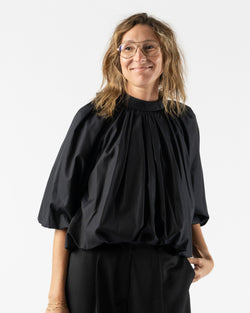 Simone Rocha Puff Sleeve Back Bow Balloon Top in Black