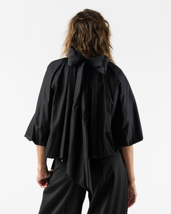 Simone Rocha Puff Sleeve Back Bow Balloon Top in Black