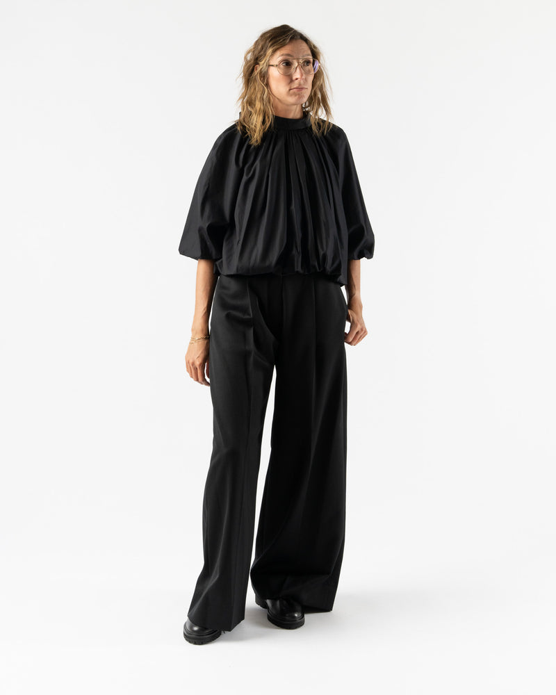 Simone Rocha Puff Sleeve Back Bow Balloon Top in Black