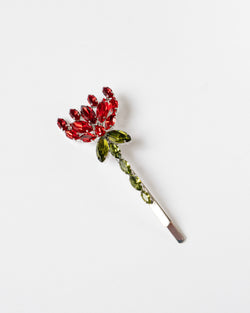 Simone Rocha Crystal Carnation Hair Clip in Red Multi