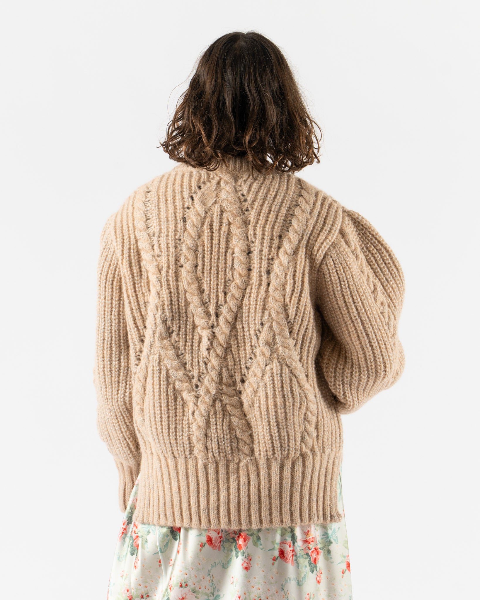 Simone Rocha Puff Sleeve Chunky Knit Jumper in Rose
