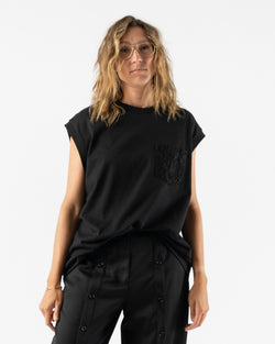 Simone Rocha Lace Pocket Boxy Tank Top in Black