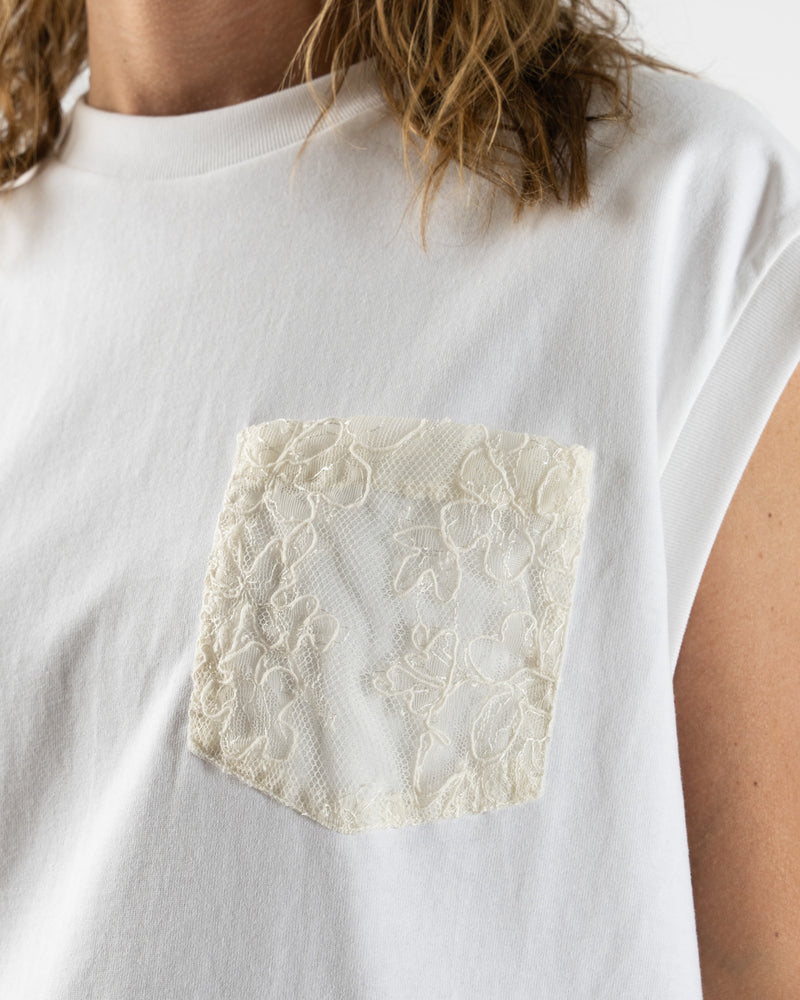 Simone Rocha Lace Pocket Boxy Tank Top in White