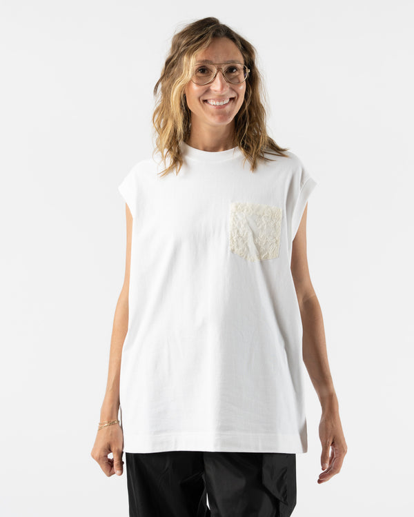 Simone Rocha Lace Pocket Boxy Tank Top in White