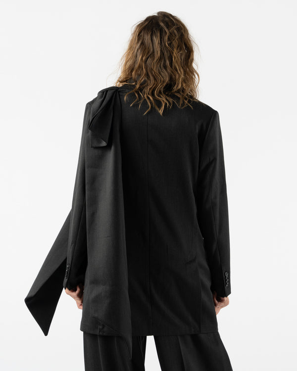 Simone Rocha Longline Plunge Jacket with Bow Detail in Charcoal