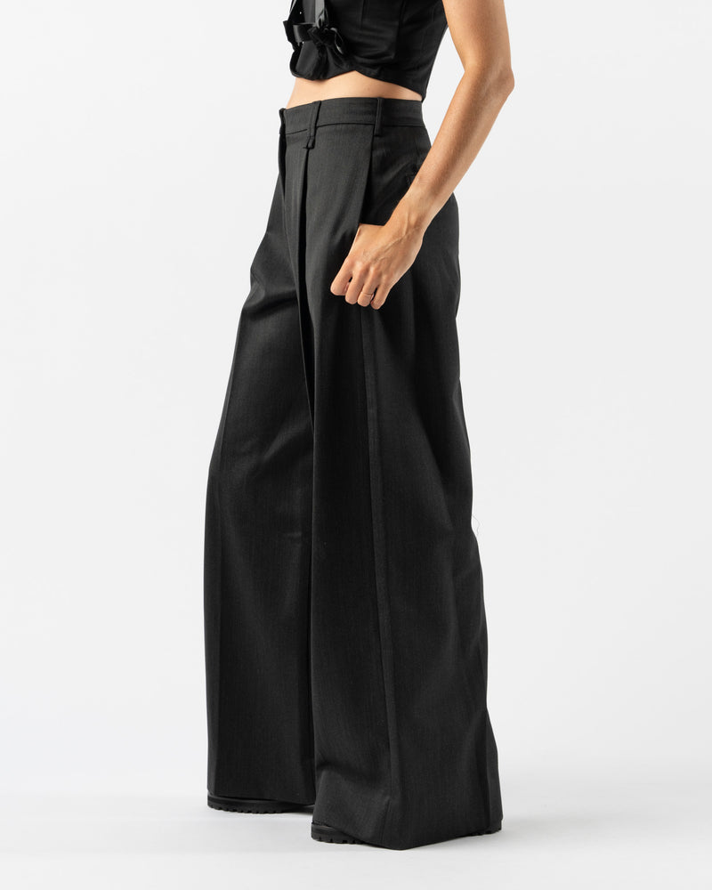 Simone Rocha Furry Welt Pocket Wide Leg Trousers in Black