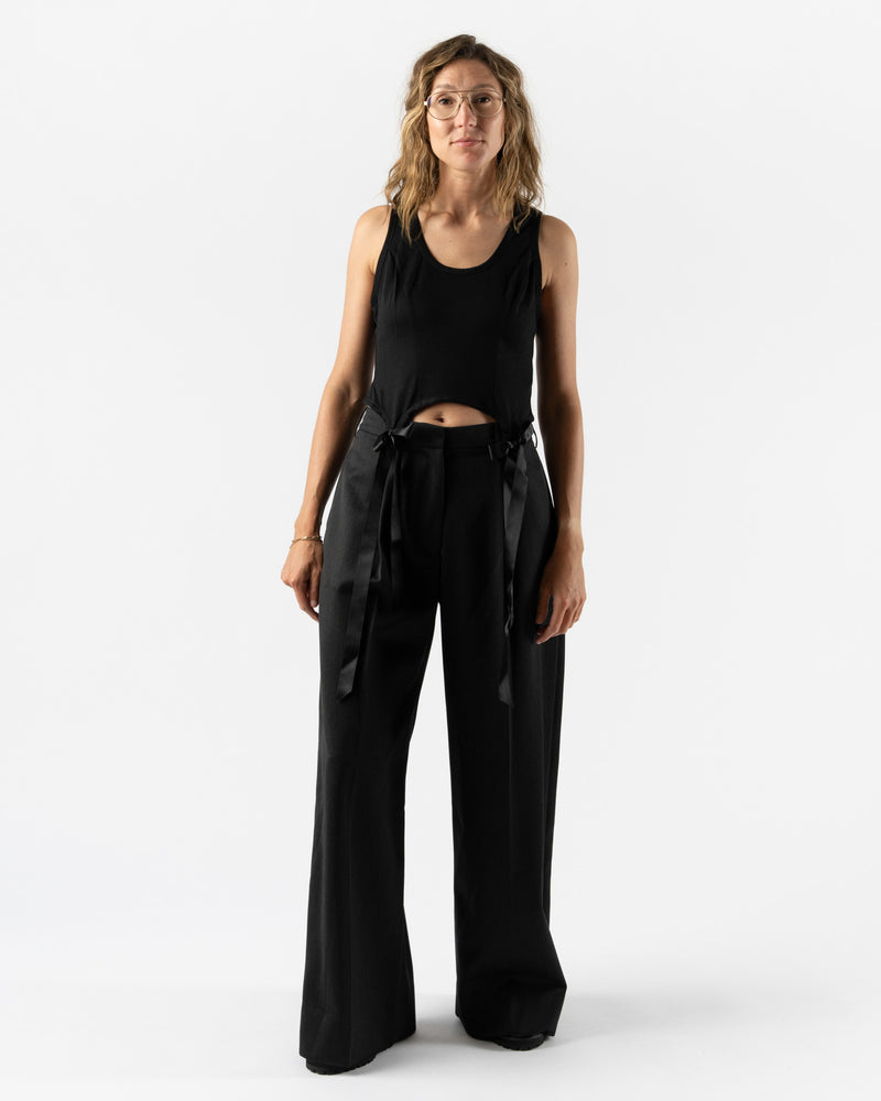 Simone Rocha Furry Welt Pocket Wide Leg Trousers in Black