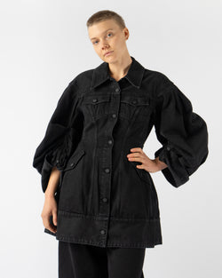 Simone Rocha Sculpted Short Denim Coat in Black Denim