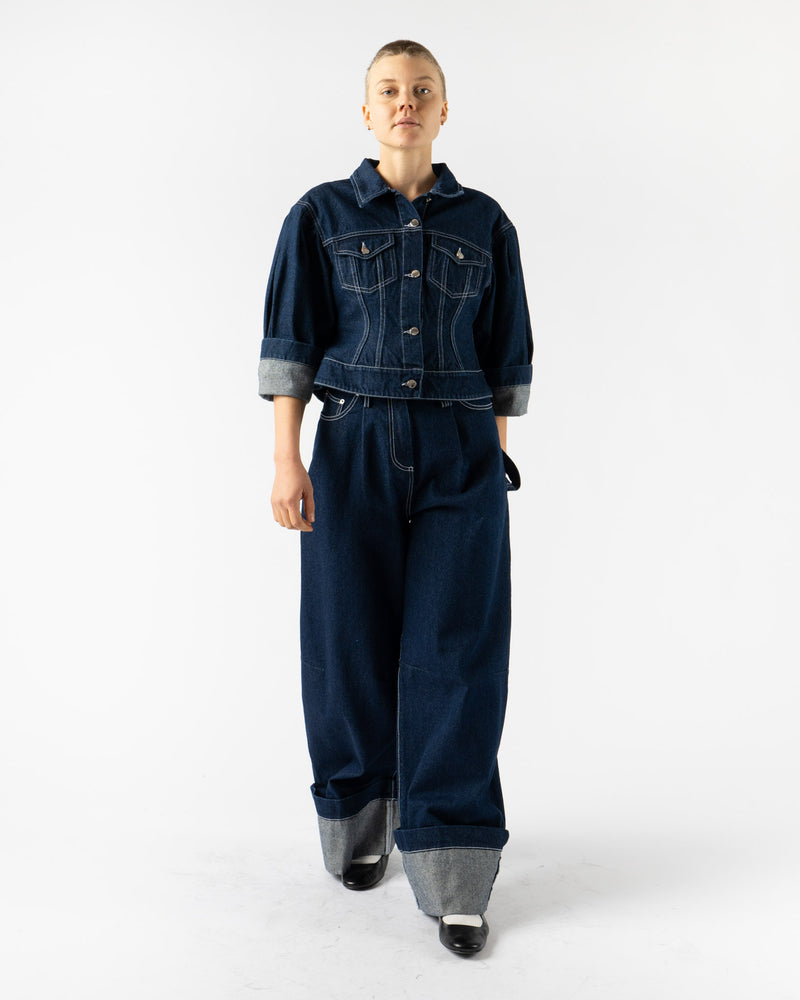 Simone Rocha Sculpted Cropped Denim Jacket in Indigo