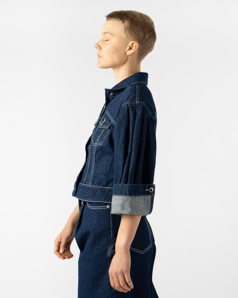 Simone Rocha Sculpted Cropped Denim Jacket in Indigo