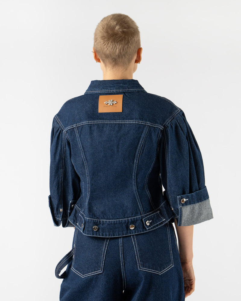 Simone Rocha Sculpted Cropped Denim Jacket in Indigo