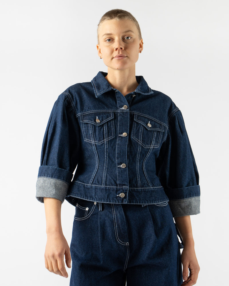 Simone Rocha Sculpted Cropped Denim Jacket in Indigo