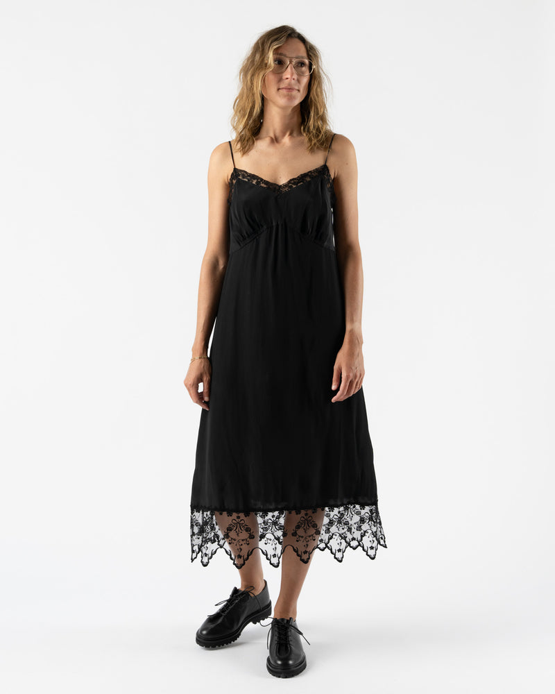 Simone Rocha Slip Dress with Lace Trim in Black