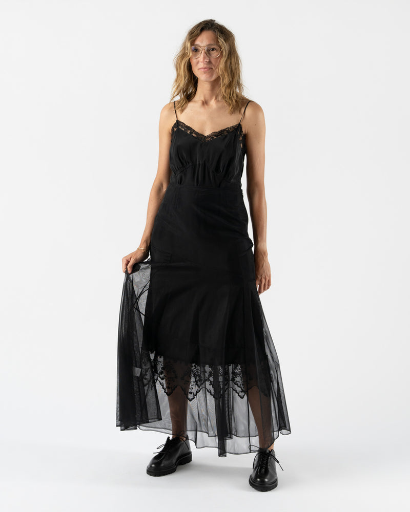 Simone Rocha Slip Dress with Lace Trim in Black