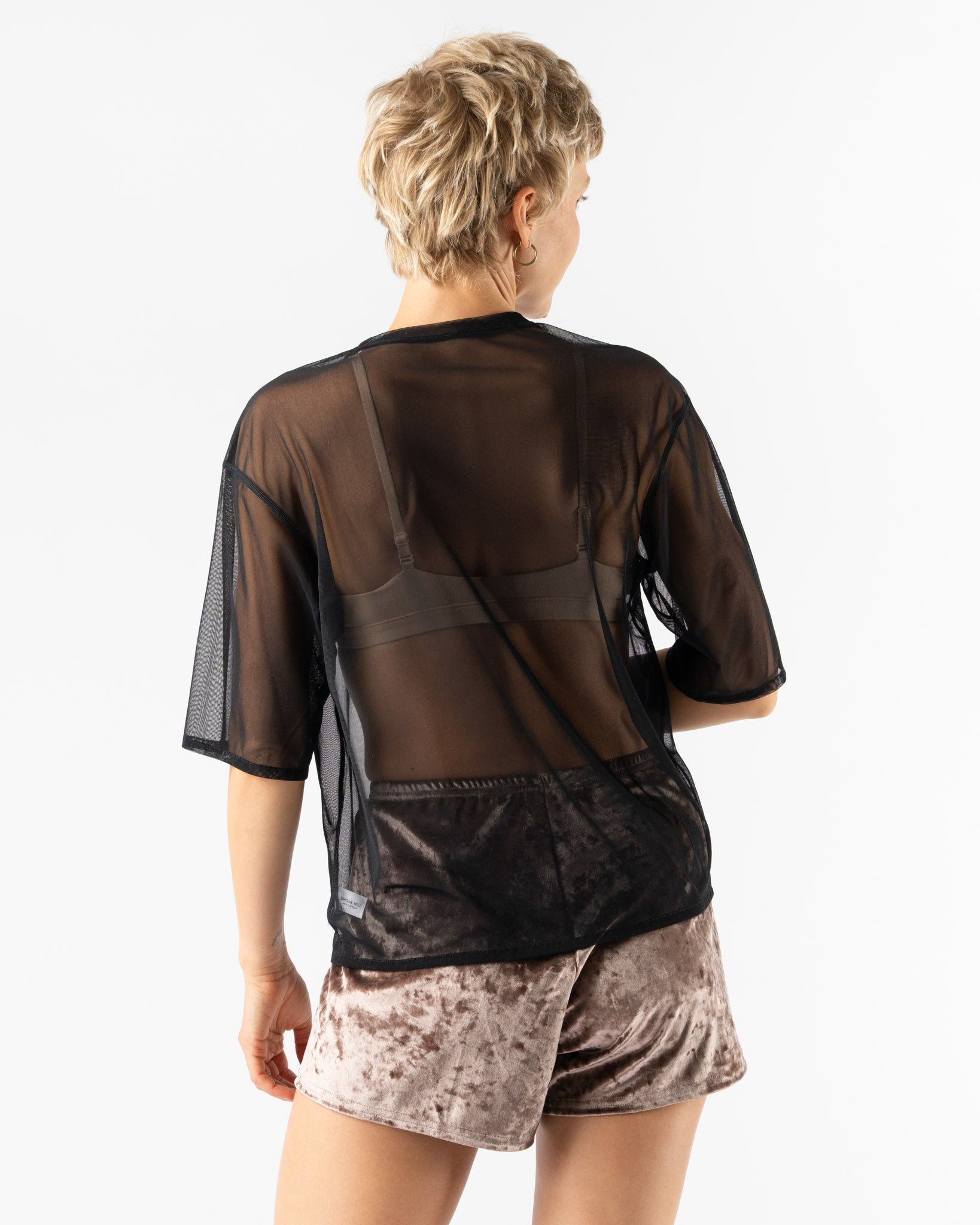 Simone Wild Mesh Oversized Tee in Black