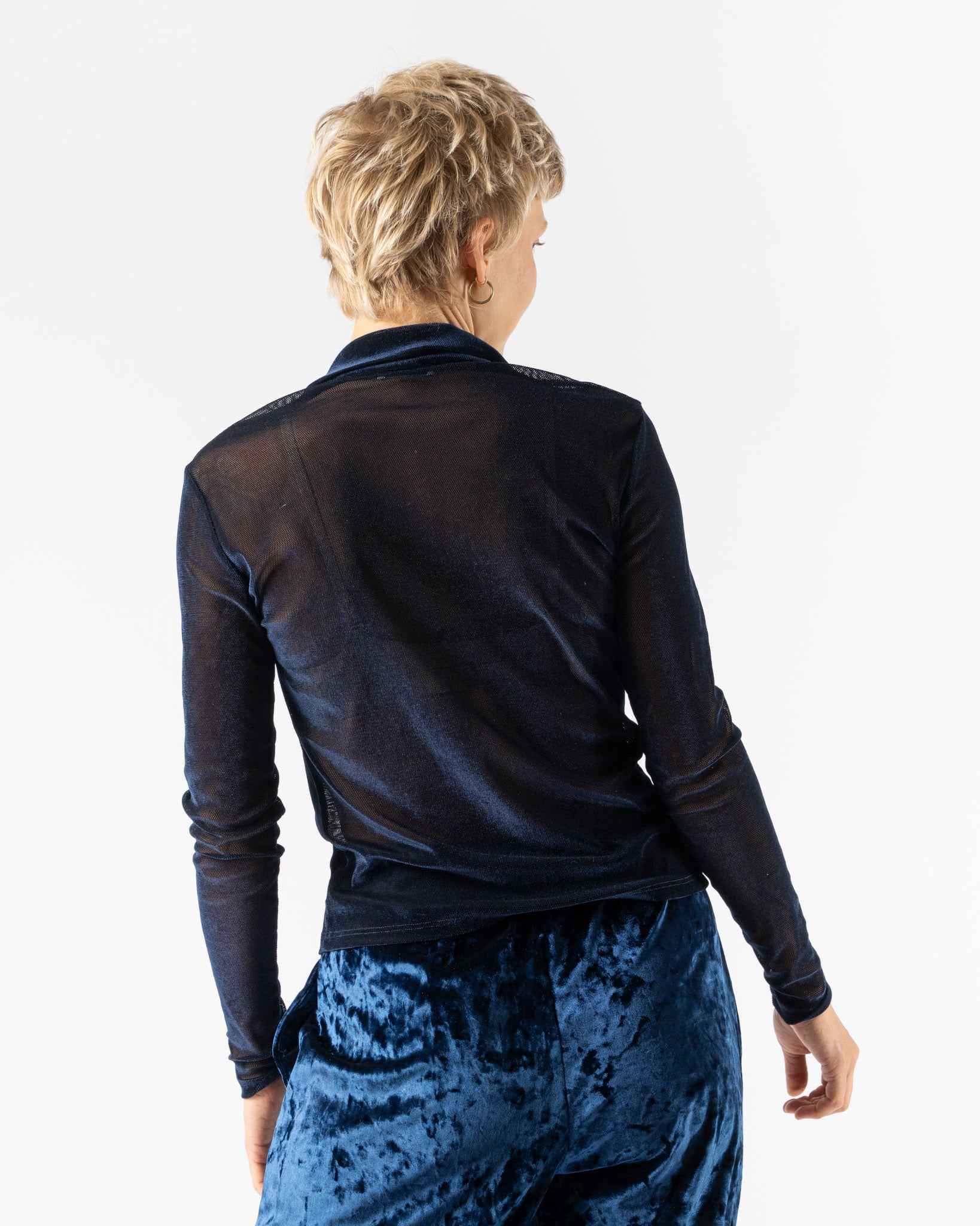 Simone Wild Mesh Velvet Ski LS Shirt in Marine