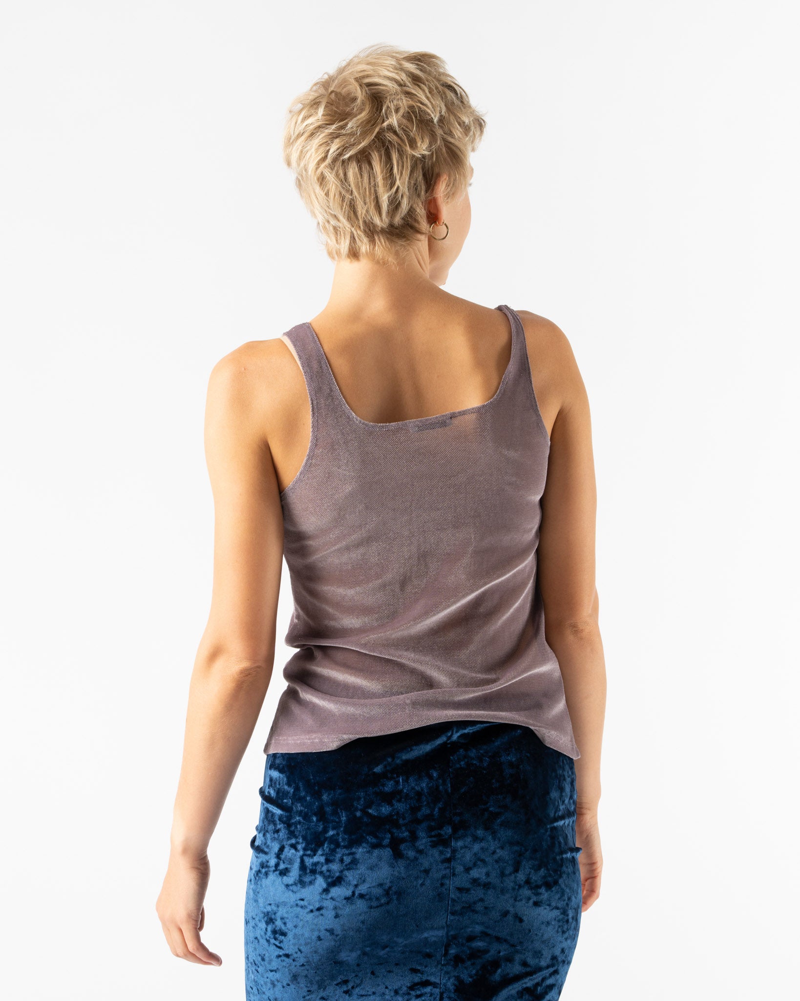 Simone Wild Mesh Velvet Tank in Mauve