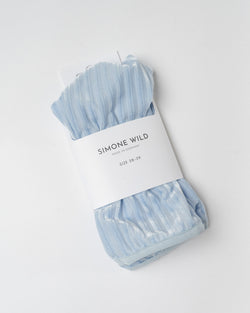 Simone Wild Rib Ankle Velvet Socks in Sky