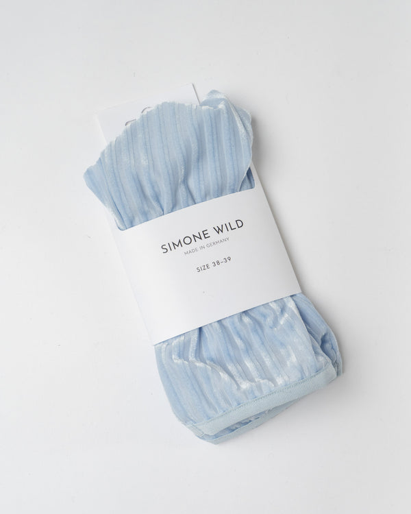 Simone Wild Rib Ankle Velvet Socks in Sky