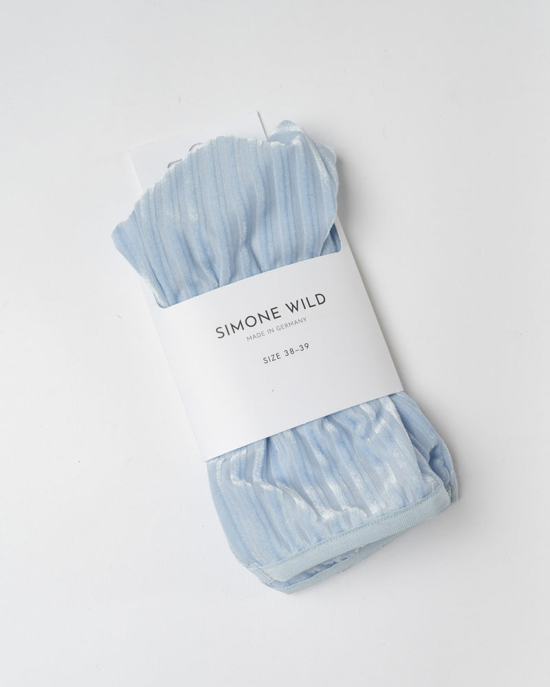 Simone Wild Rib Ankle Velvet Socks in Sky