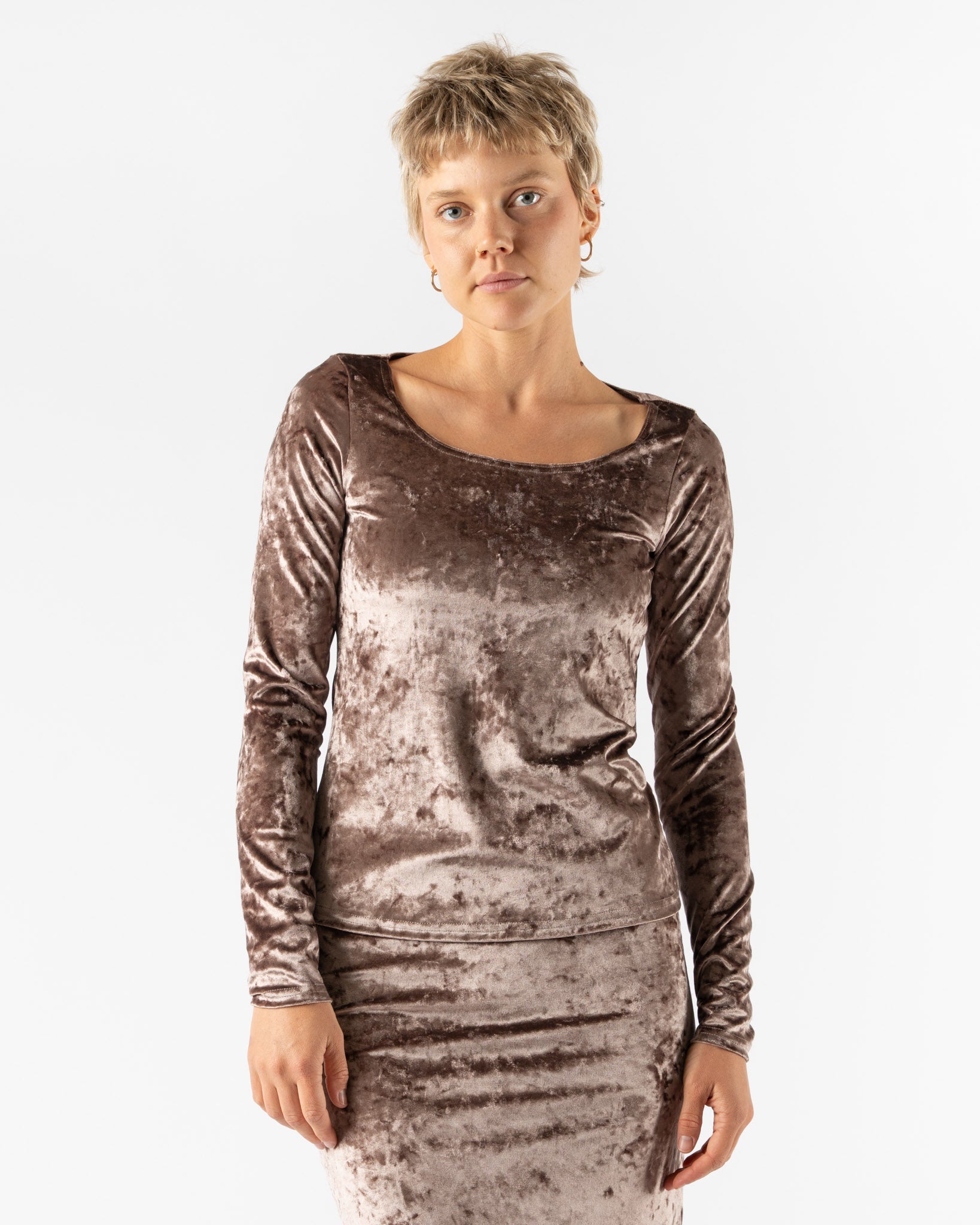 Simone Wild Velvet Basic LS Shirt in Praline