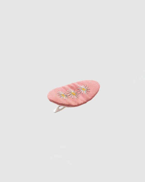 Tangle Shiny Stars Embroidered Hair Snap Clips in Coral Pink