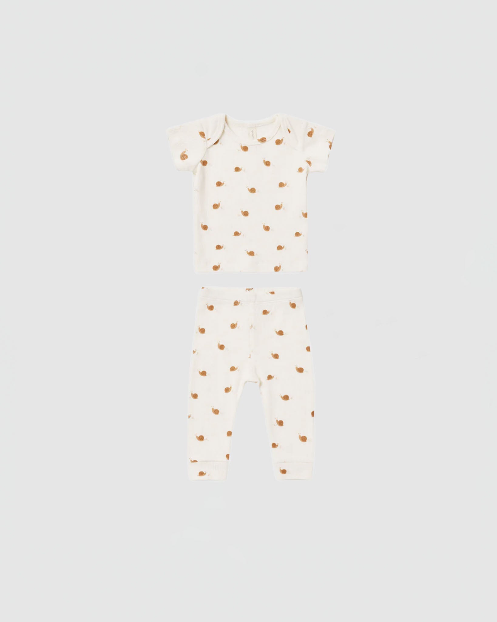 Quincy Mae Ribbed Short Sleeve Tee and Legging Set in Snails