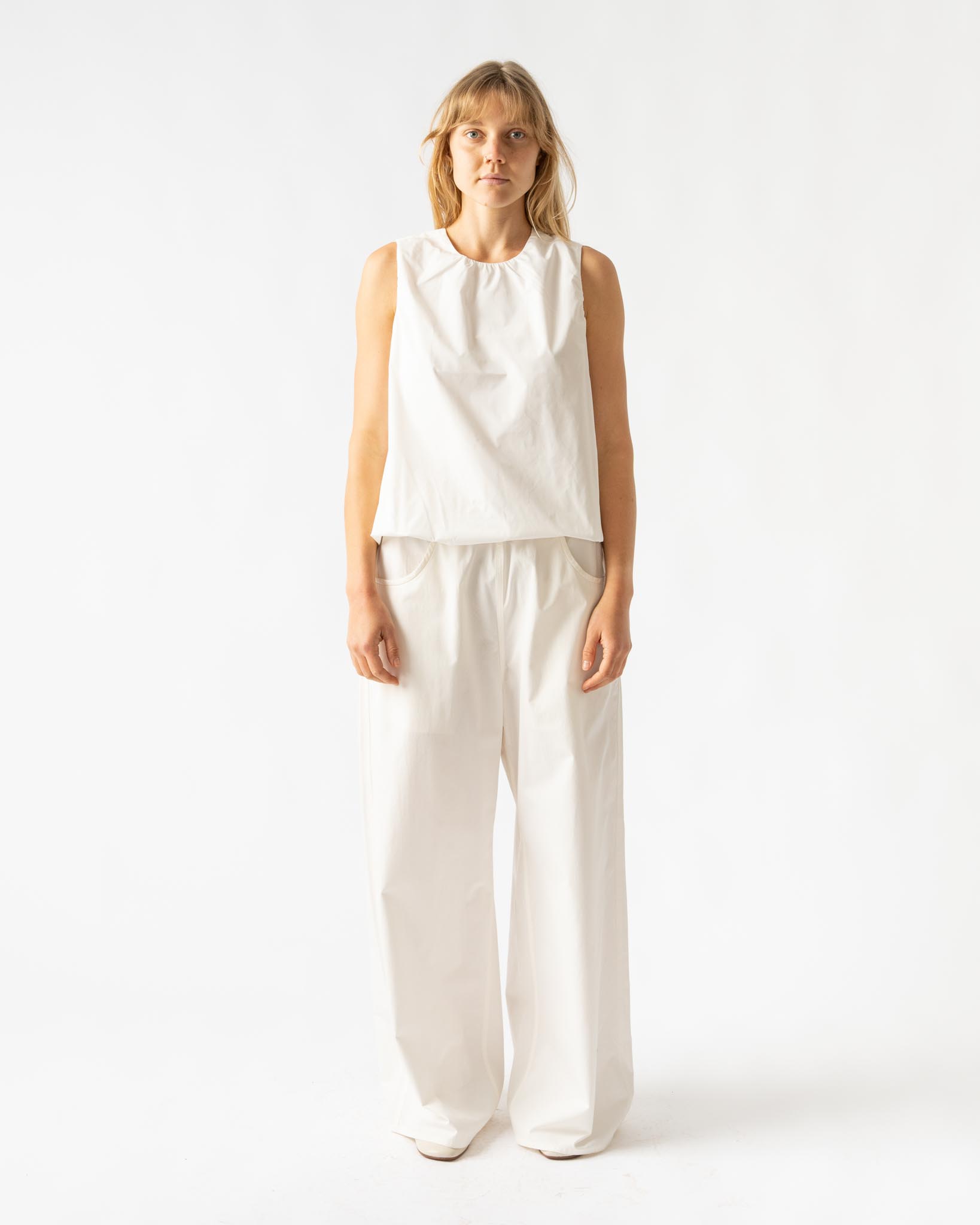 Sofie D'Hoore Boom Pota Cropped Top in Woven Snow