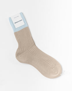 Sofie D'Hoore Four Ribbed Crew Socks in Ice Blue/Grey