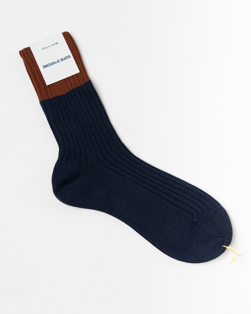 Sofie D'Hoore Four Ribbed Crew Socks in Mocha/Onyx