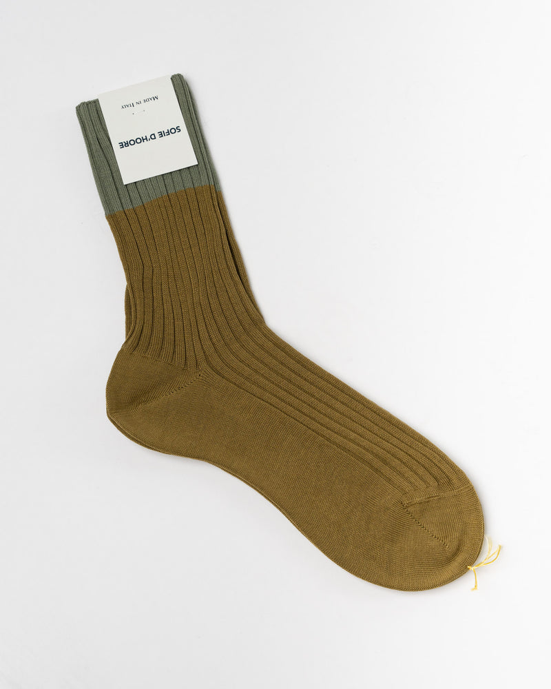 Sofie D'Hoore Four Ribbed Crew Socks in Sage/Green Tea