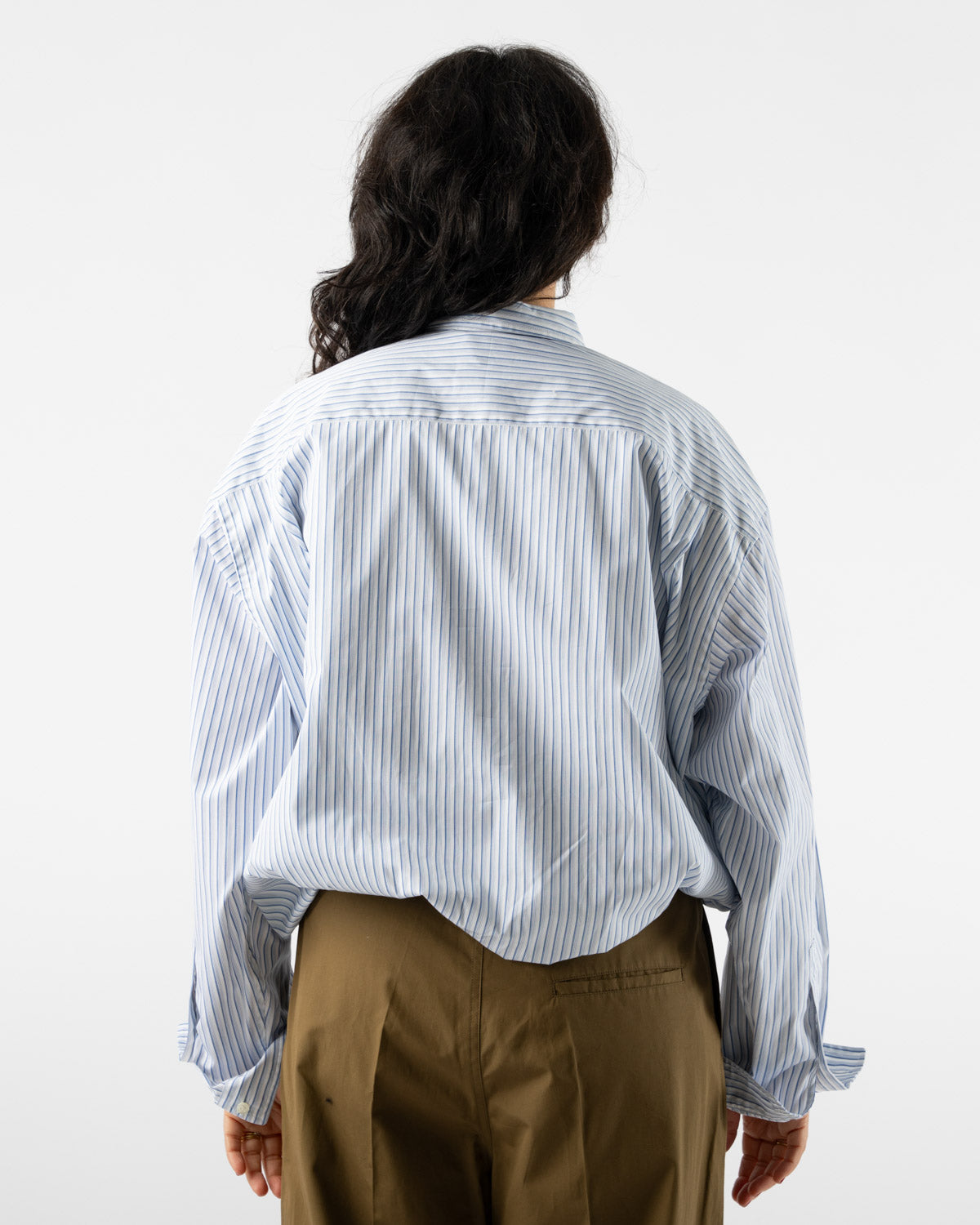 Sofie D'Hoore Bonaire Long Sleeve in Woven Blue Stripe/White