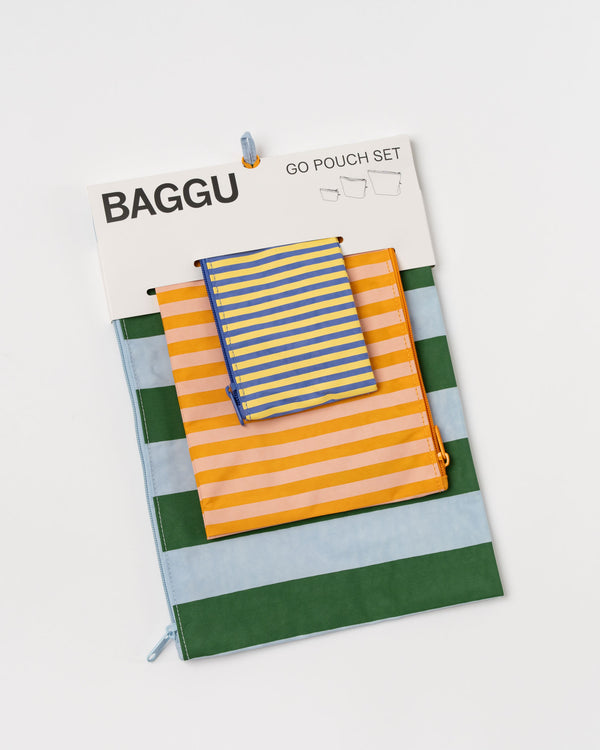 Baggu Go Pouch Set in Hotel Stripes