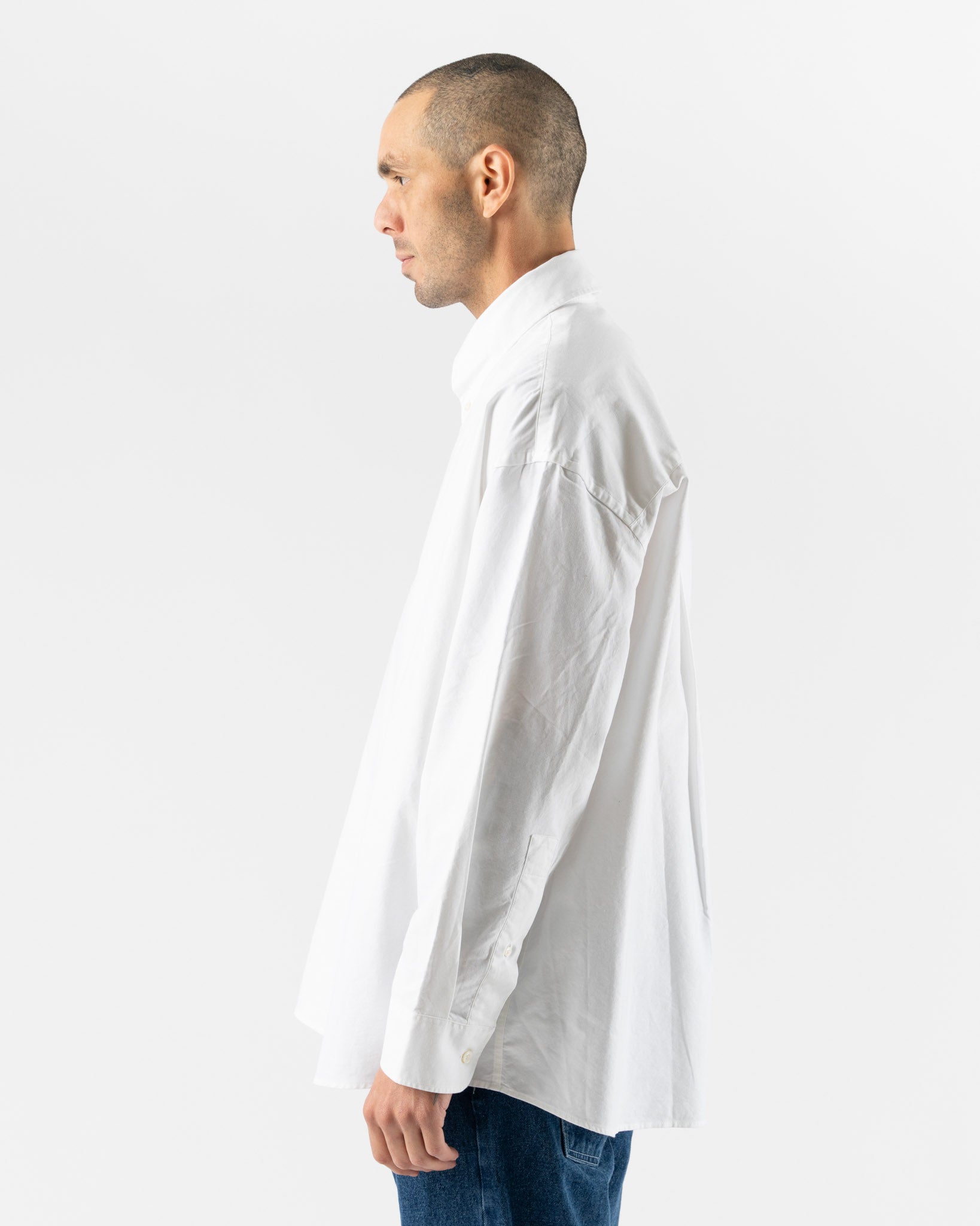 Studio Nicholson Ruskin Button Down Shirt in White Curated at Jake