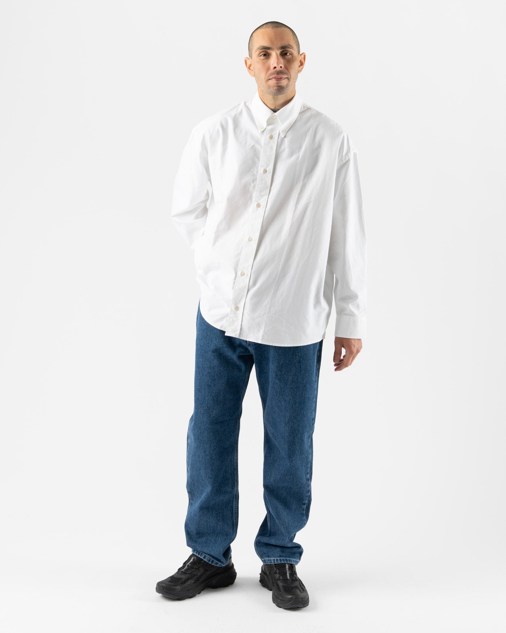 Studio Nicholson Ruskin Button Down Shirt in White Curated at Jake